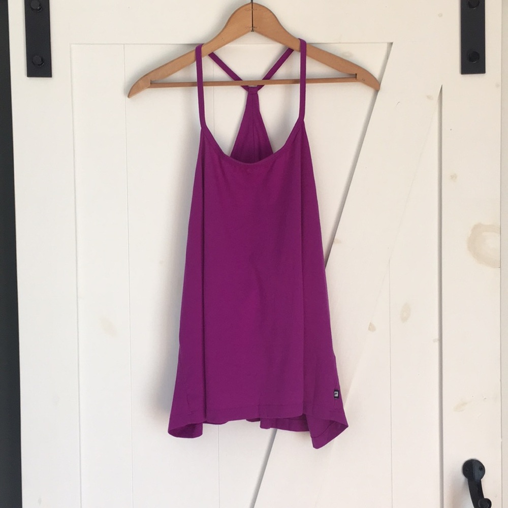 Fabletics Purple drapey t back tank top size L